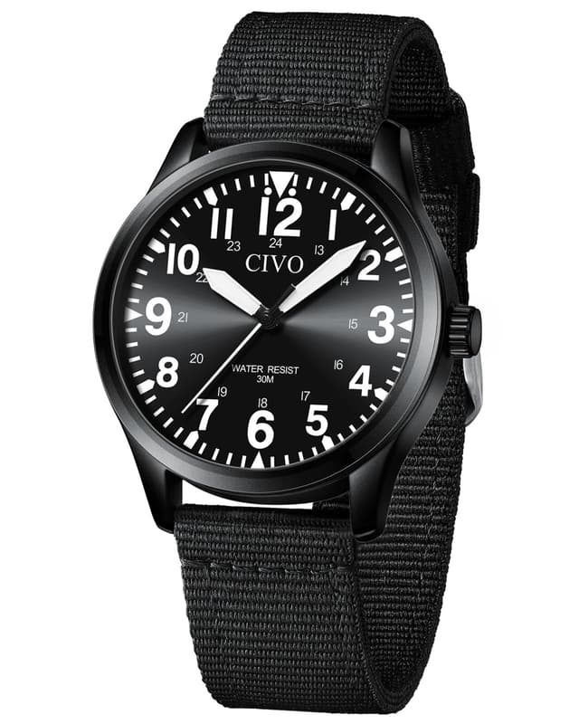 🕒 CIVO Herren Uhren Wasserdicht Armbanduhr Analog Quarz Große Zahlen Leuchtend Militär Sport Outdoor Leicht zu Lesen Geschenk B-5 Schwarz/Weiß