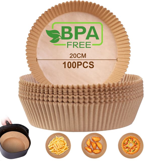 AiQInu Backpapier für Heißluftfritteuse - 100 Stück, BPA-frei, Ölfest, Umweltfreundlich 🍟