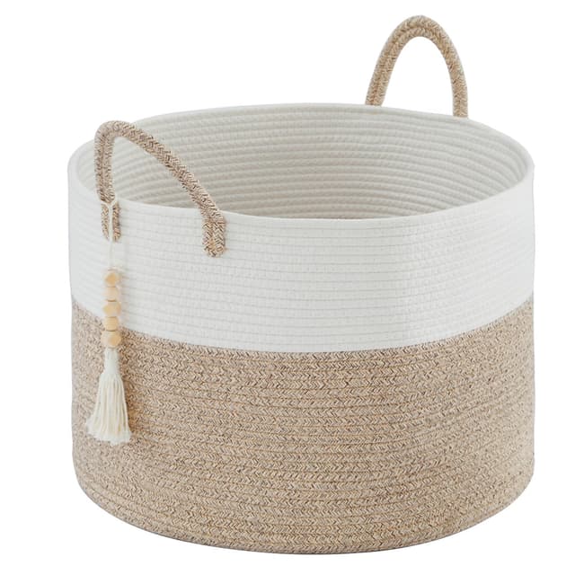 🧺 YOUDENOVA Wäschekorb Geflochten Groß 65L Korb Aufbewahrung Korb Decken Spielzeugkorb für Wohnzimmer Kinderzimmer Aufbewahrungskorb Wäschesammler 50x33 Braun Braun 50cm(D)x33cm(H) - Top-Angebot!