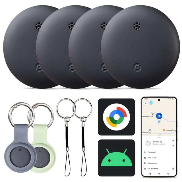 🌍 Reyke GPS Tracker Android, Air Smart Tag Schwarz 4er Pack - Google zertifiziert