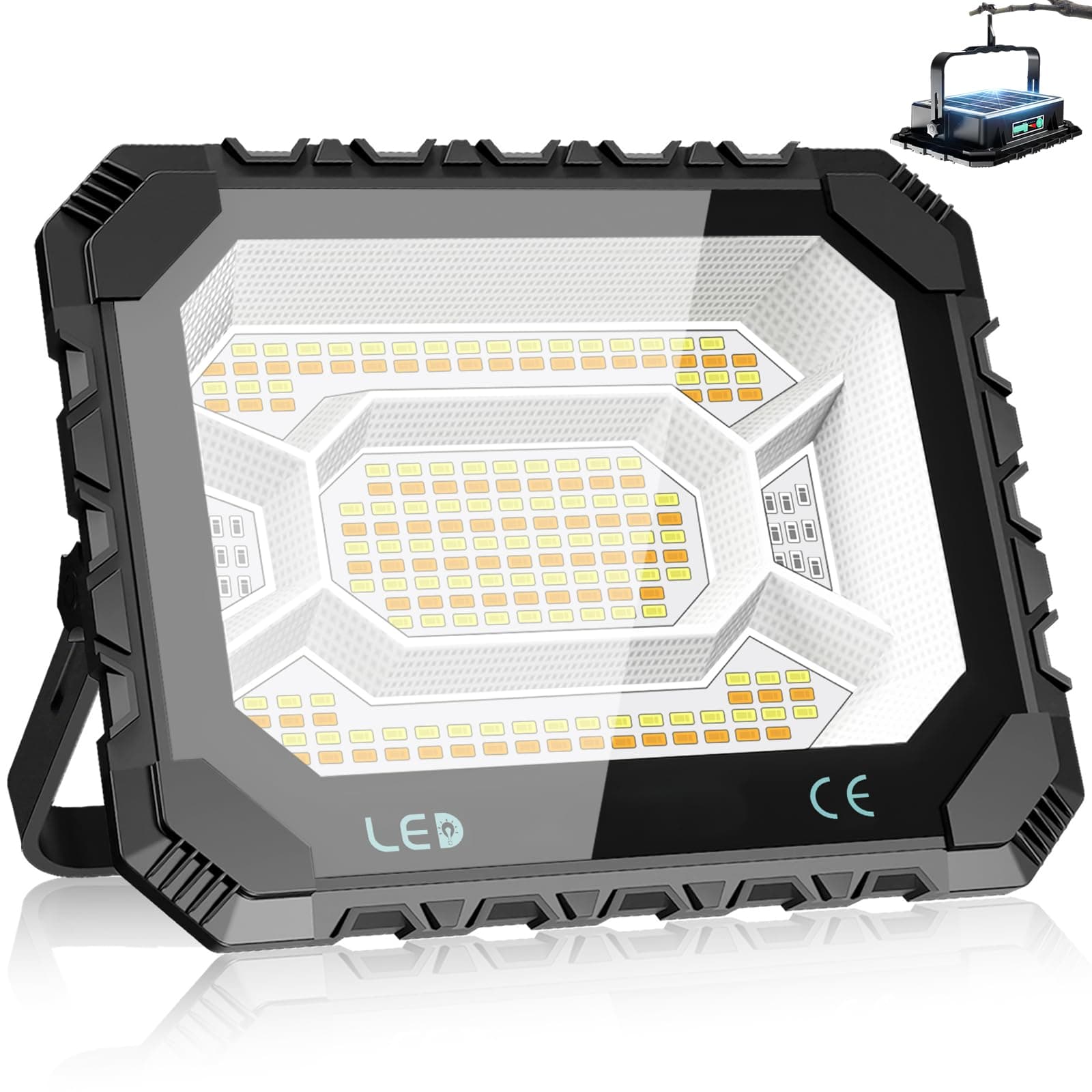 🔦 Adewalk 200W LED Baustrahler Akku Solar Arbeitsleuchte Tragbare, 16000LM 16000mAh Akku Arbeitsleuchte USB-Wiederaufladbar