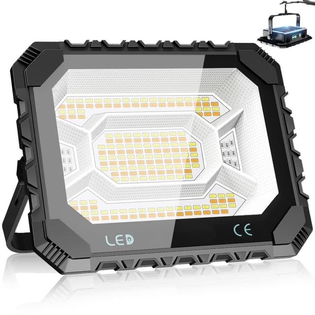 🔦 Adewalk 200W LED Baustrahler Akku Solar Arbeitsleuchte Tragbare, 16000LM 16000mAh Akku Arbeitsleuchte USB-Wiederaufladbar
