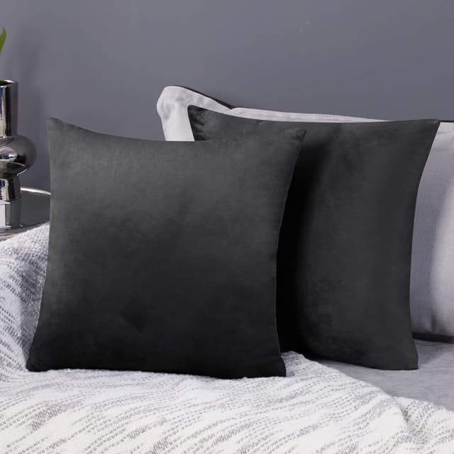 Deconovo 2er Set Samt Kissenbezüge 50x50 cm Dunkelgrau 🛋️