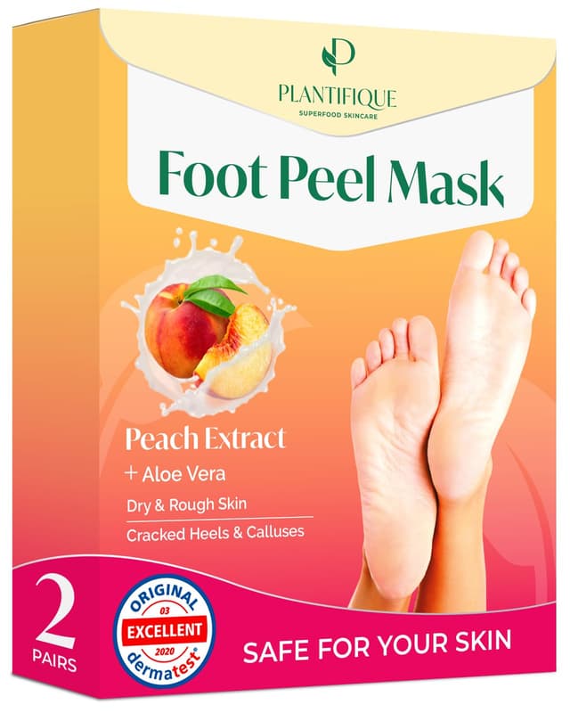 👣 Plantifique Fußmaske - Hornhaut Socken - 2 Paar Pfirsich Fussmaske Hornhautentferner Socken 👣
