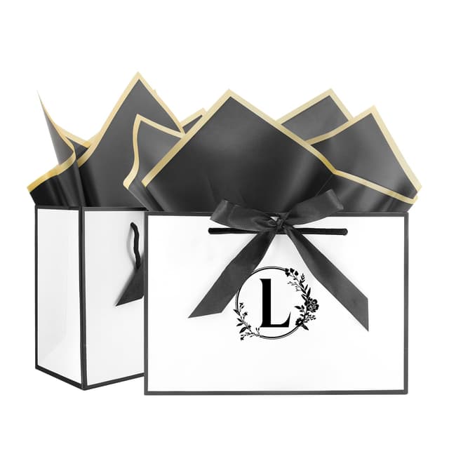 🎁 Initiale Geschenktüten 2 Stück - Partytüten Set 🛍️