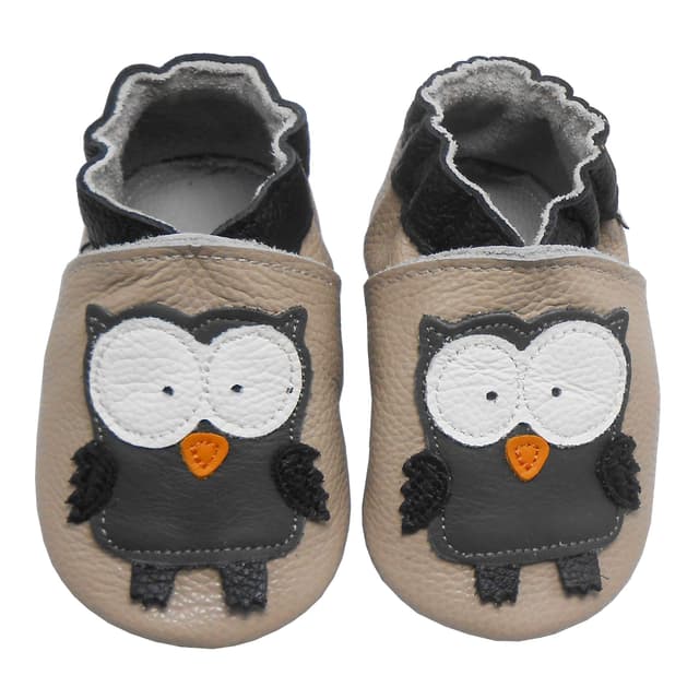 👶👟 Bemesu Krabbelschuhe Baby Lauflernschuhe 23/24 EU Beige Schwarze Eule