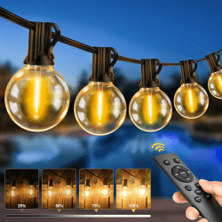 🌟 LED Lichterkette Außen mit Fernbedienung, 20M - 65FT G40 Glühbirnen, Dimmbar, IP44 Wetterfest, Warmweiß - Garten Terrasse Balkon Hochzeiten Party Angebot bei HelloDeals