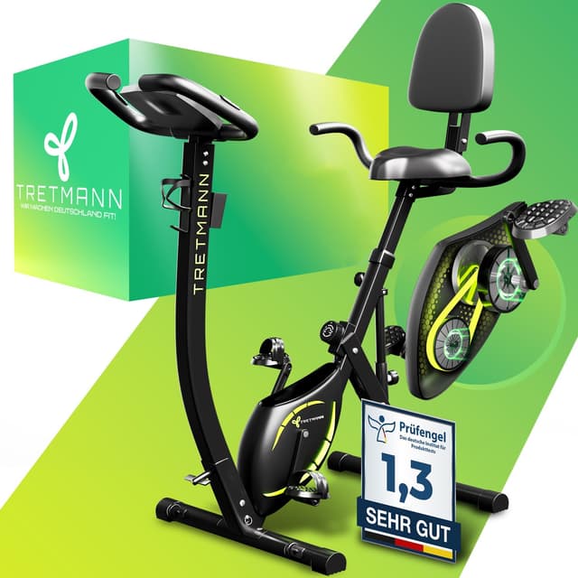 Tretmann NEU 3in1 Heimtrainer Fahrrad klappbar -extra leise & komfortabel - [SoftFoam] DEKRA geprüft - mit tiefem Einstieg