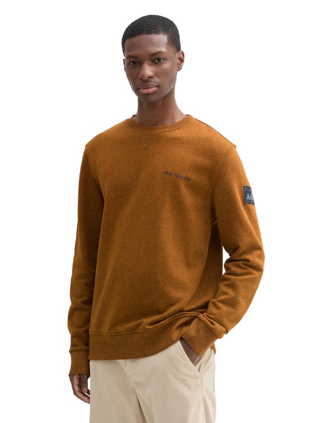 🔥 Mega-Deal! TOM TAILOR Herren Sweatshirt mit Logo-Print L 36826 - Peanut Butter Brown Grindle