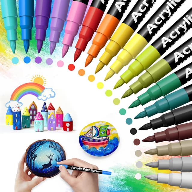 18 Farben Shadcoler Acrylstifte für Steine Wasserfest