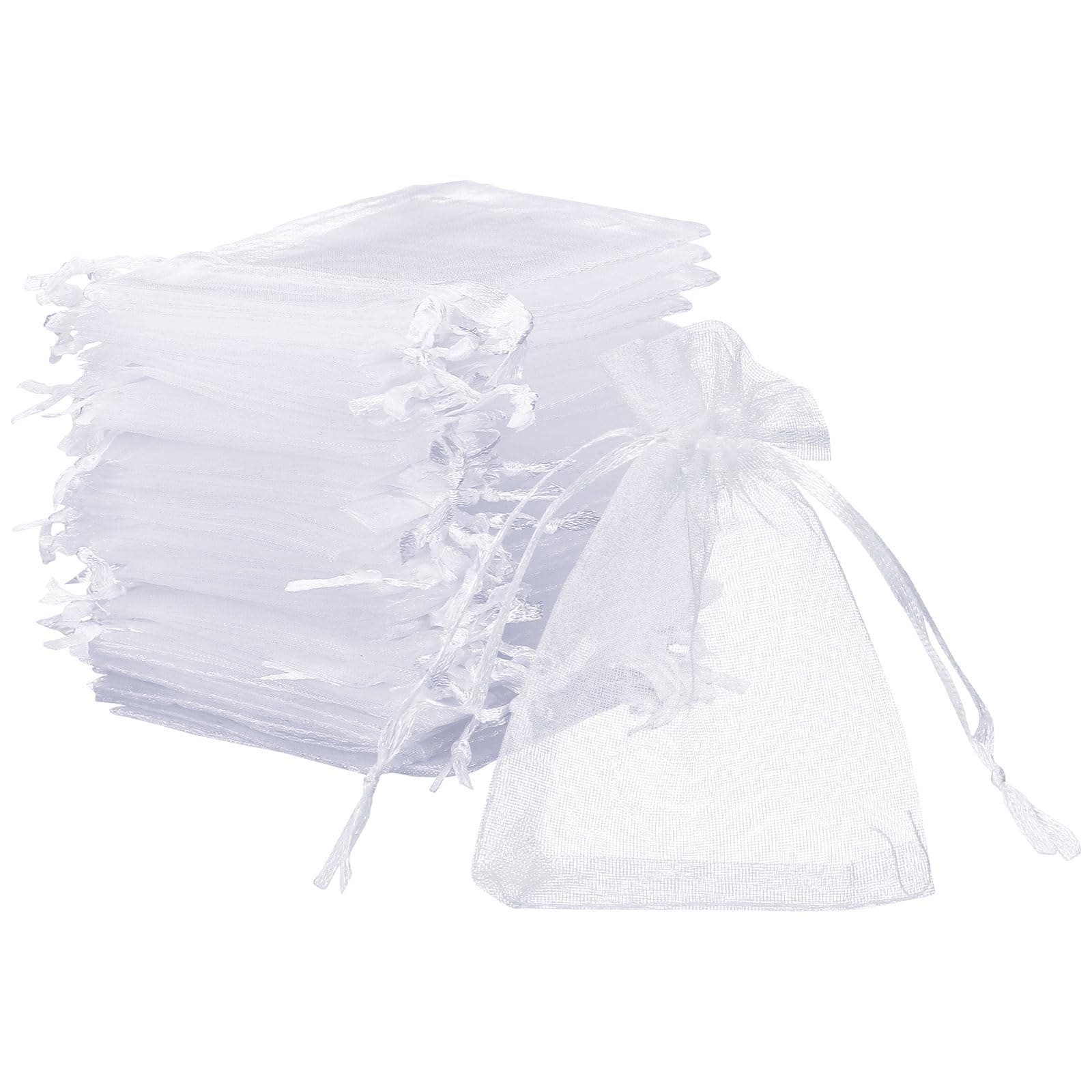 Naler 120 x Organza Säckchen Weiß Organzabeutel Schmucksäckchen Geschenktüten 😍