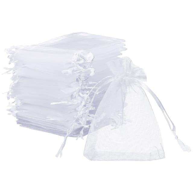 Naler 120 x Organza Säckchen Weiß Organzabeutel Schmucksäckchen Geschenktüten 😍