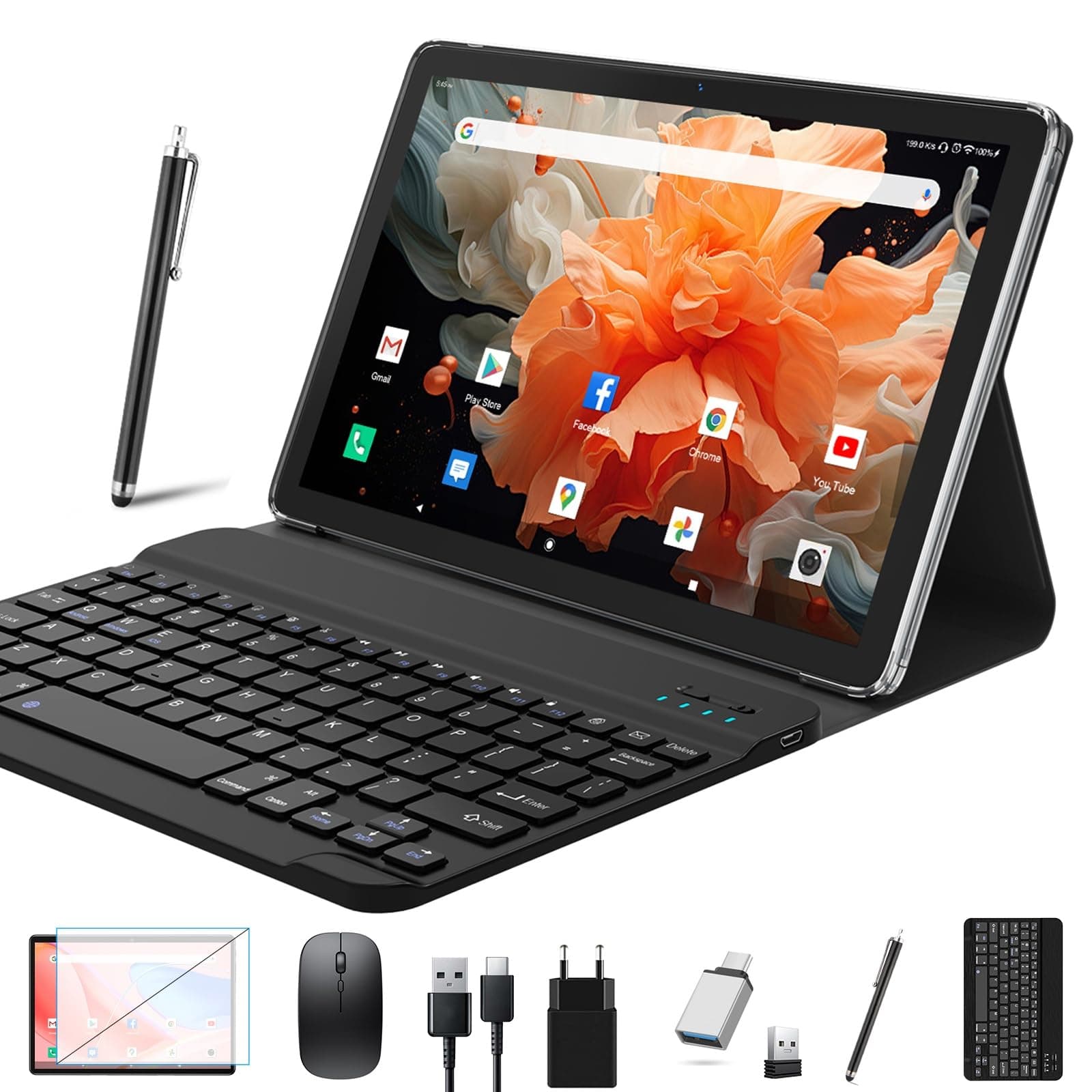 Deal 2025 Neueste Tablet 10 Zoll - 2-in-1 Tablet Mit Tastatur