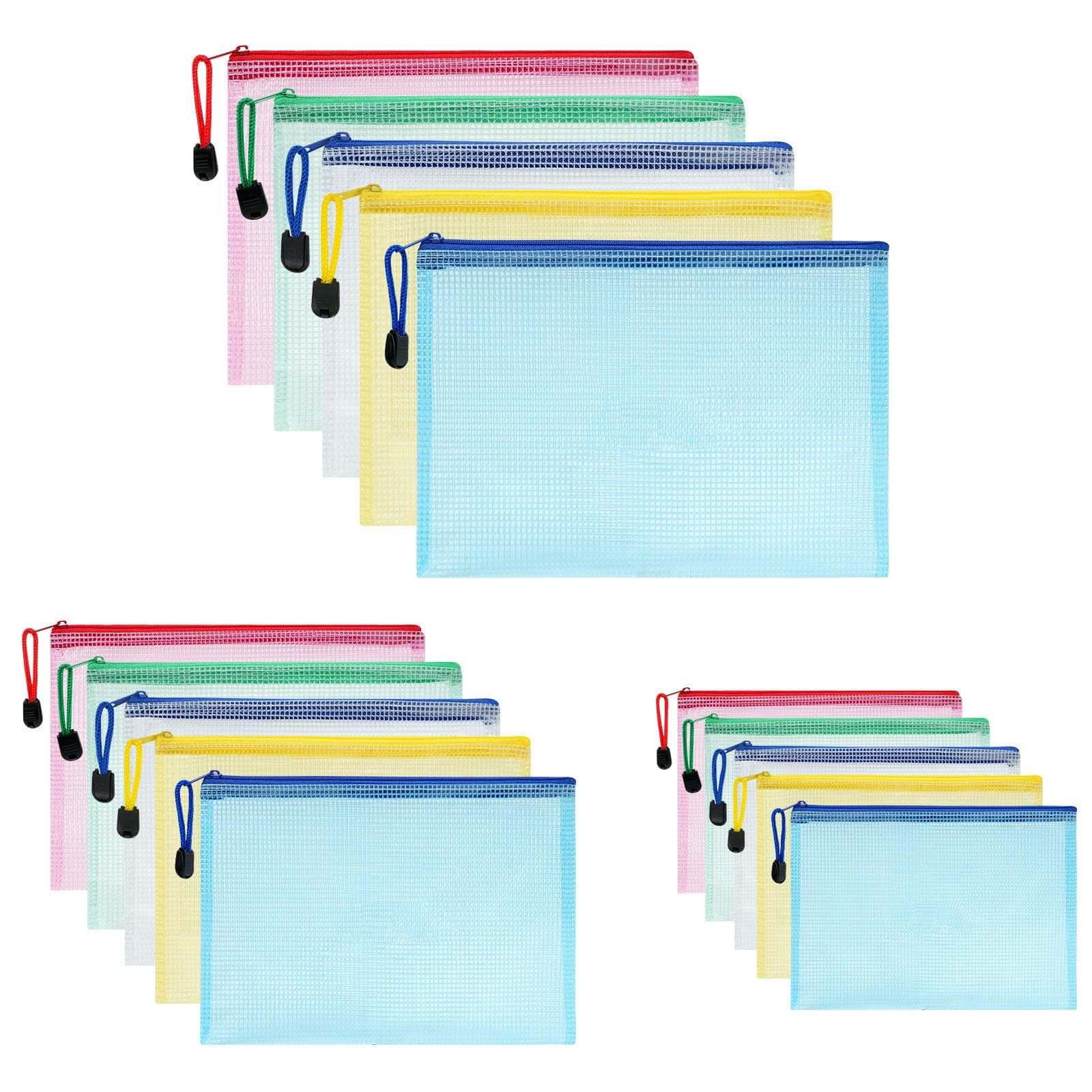 Vicloon Dokumententasche A4+A5+A6, 15 Stücke Zip Tasche 🌈📜