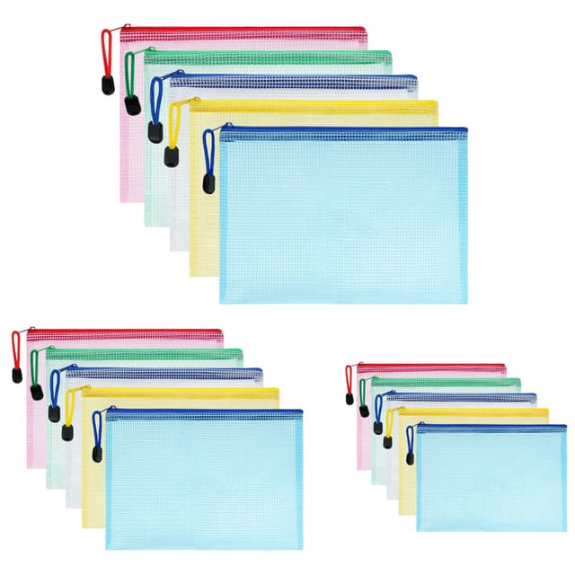 Vicloon Dokumententasche A4+A5+A6, 15 Stücke Zip Tasche 🌈📜