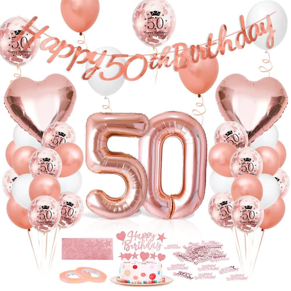 Luftballon 50. Geburtstag Roségold - Deko Set 🎈🎉🎁