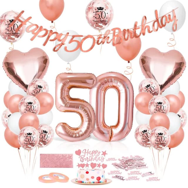 Luftballon 50. Geburtstag Roségold - Deko Set 🎈🎉🎁
