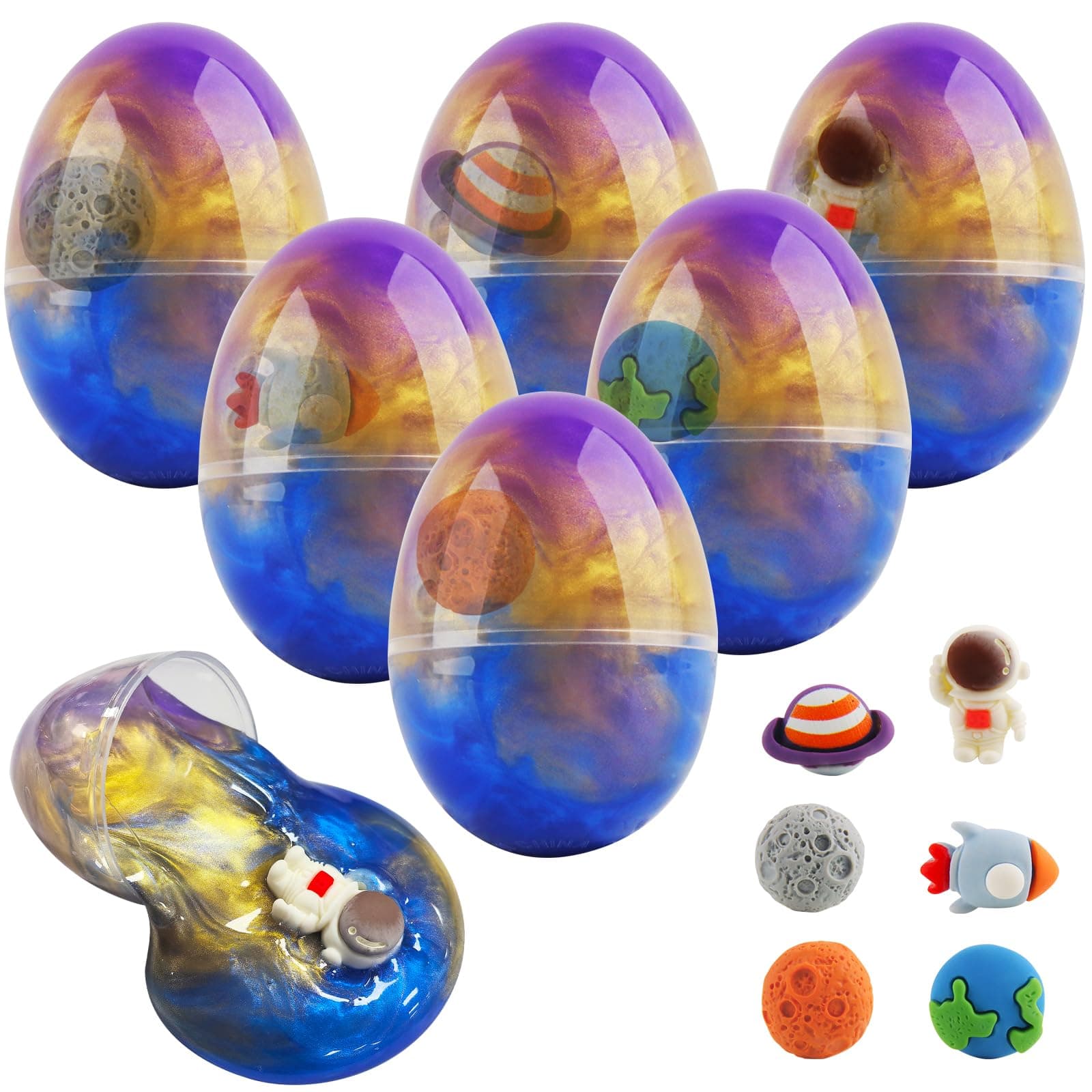 DIY Schleim Bälle Kit, Hillylolly 6 Stück Galaxy Ei Schleim 🪐🥚🎁