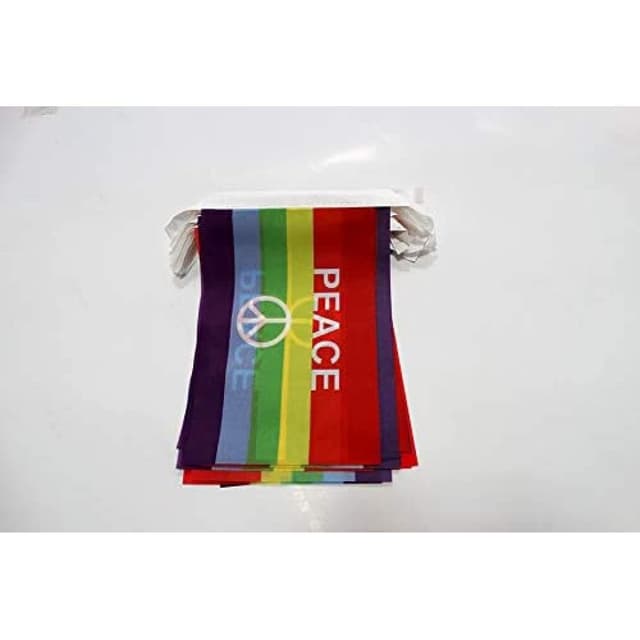 🌈🕊️ AZ FLAG - Fahnenkette Regenbogen Symbol Frieden 6 Meter Mit 20 Flaggen - 21x14 cm 🕊️🌈