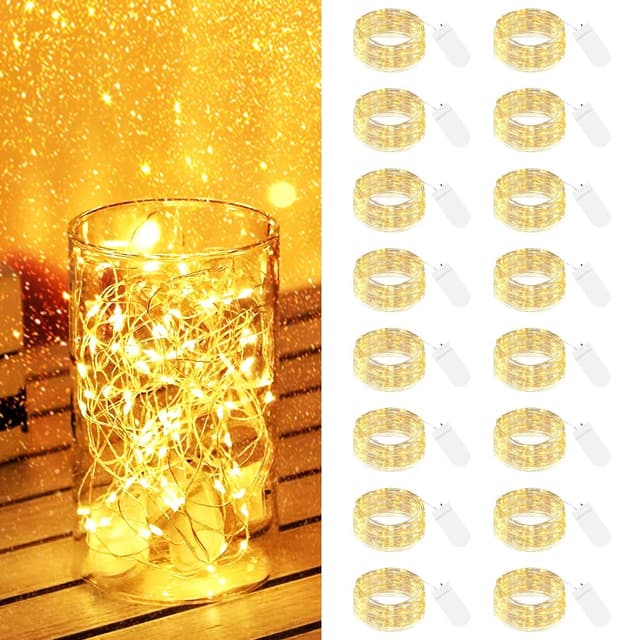 【16 Stück】 LED Lichterkette mit Batterie Klein, 2M 20LED Silberdraht Mini Lichterkette Batteriebetrieben