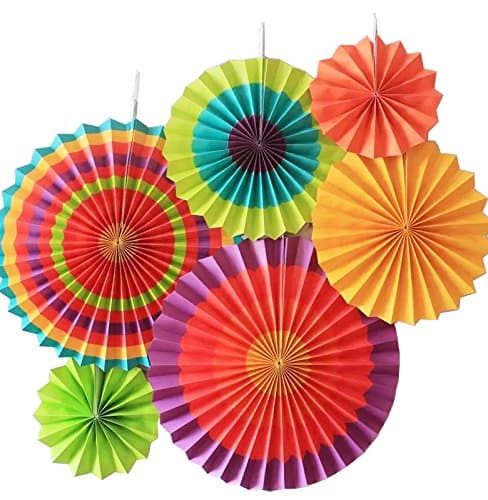 🎉 SUNBEAUTY 6er Set Tissue Papier Fans Fächer Dekoration 🌈