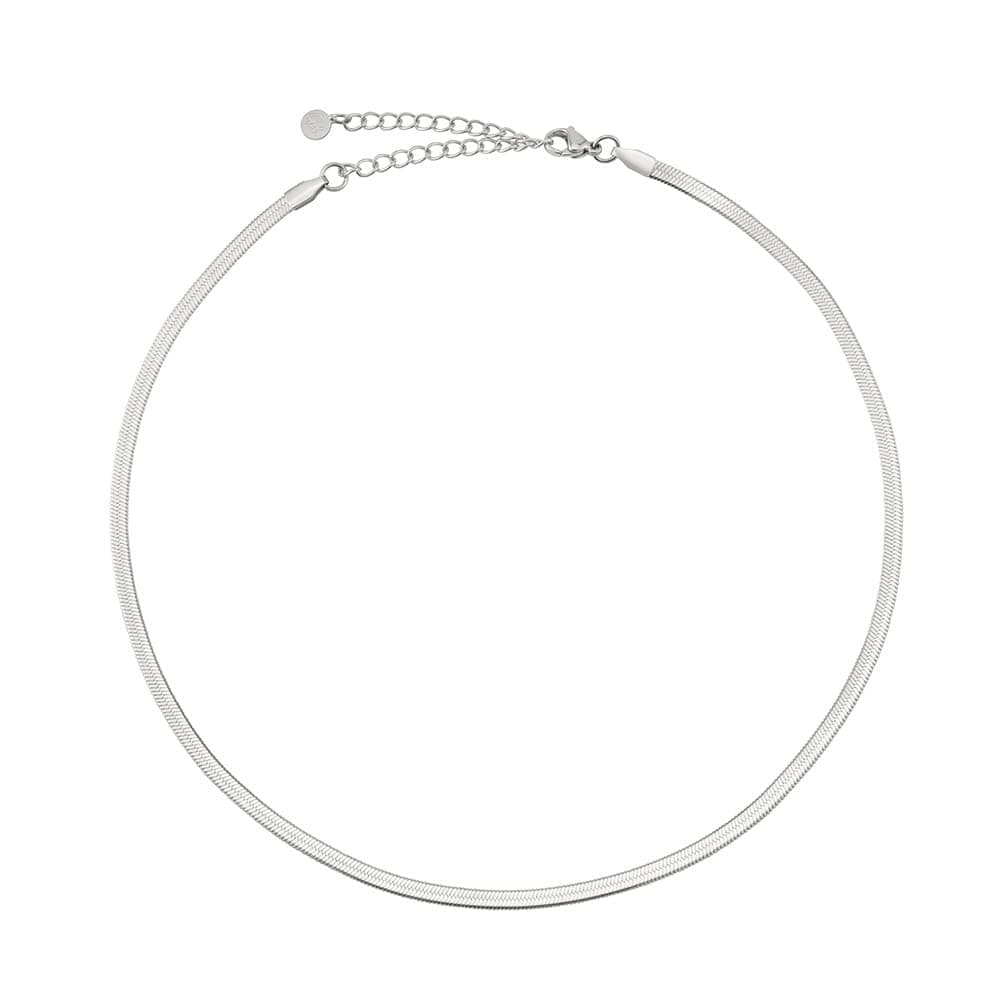 Schlangenkette Damen - Flache Halskette ohne Anhänger in Silber - Gold - Rosegold