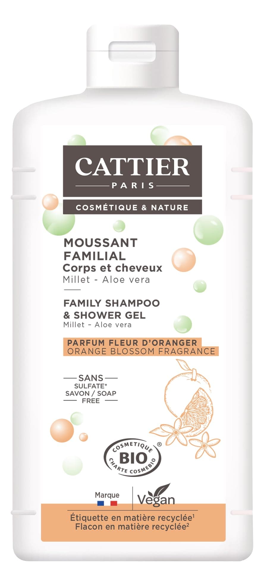 🛁 Cattier Familial Schaum 500ml - ohne Sulfate für Körper und Haar 🌿