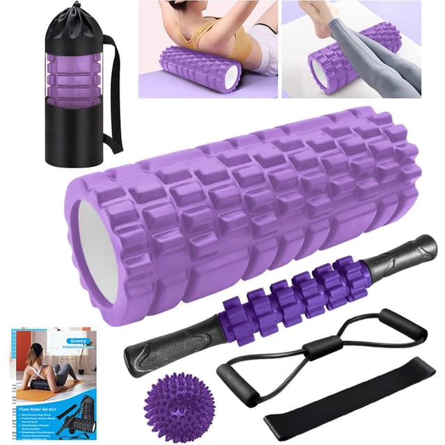 Qveetry 6 in 1 Foam Roller Faszienrolle Sets mit Massageroller Stab