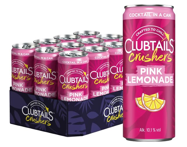 Clubtails Pink Lemonade | Cocktail in der Dose | 12 x 250 ml | Erfrischend & spritzig 🍋🍹