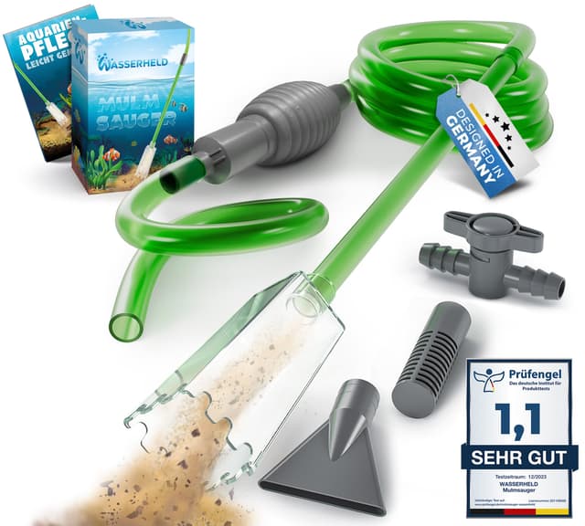 🐠🌿 WASSERHELD Mulmsauger Aquarium mit 3 Aufsätzen 🌊🧹 Aquarium Reinigungsset & Sauger für Kies und Sand 🐟