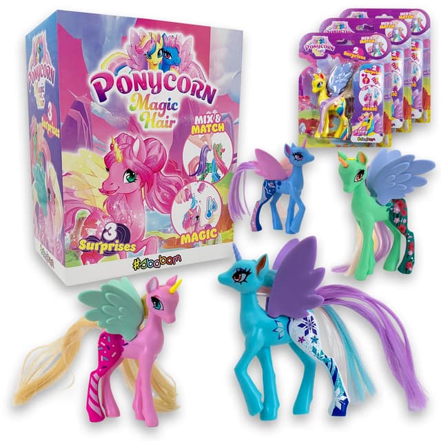 #sbabam Funny Box Ponycorn Magic Hair - Spielzeug ab 3 Jahre - Pony Pferde Mädchen Geschenk - 3 Stück