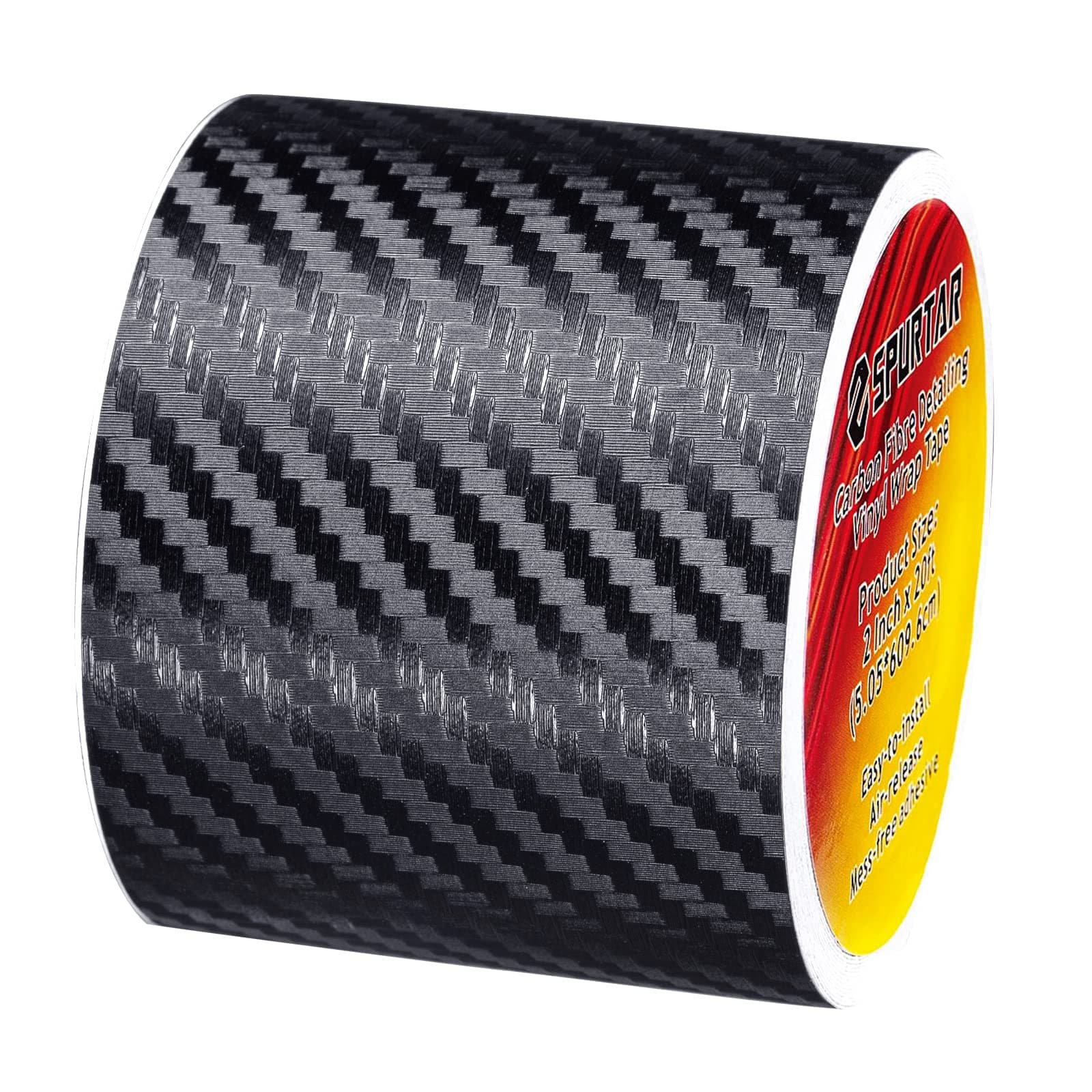 Spurtar 3D Carbon Fiber Vinyl Folie Aufkleber Roll Wrap (5cm x 600cm) Schwarz Carbonfolie Autofolie Dekorstreifen