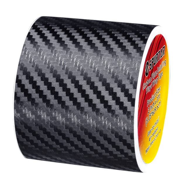 Spurtar 3D Carbon Fiber Vinyl Folie Aufkleber Roll Wrap (5cm x 600cm) Schwarz Carbonfolie Autofolie Dekorstreifen