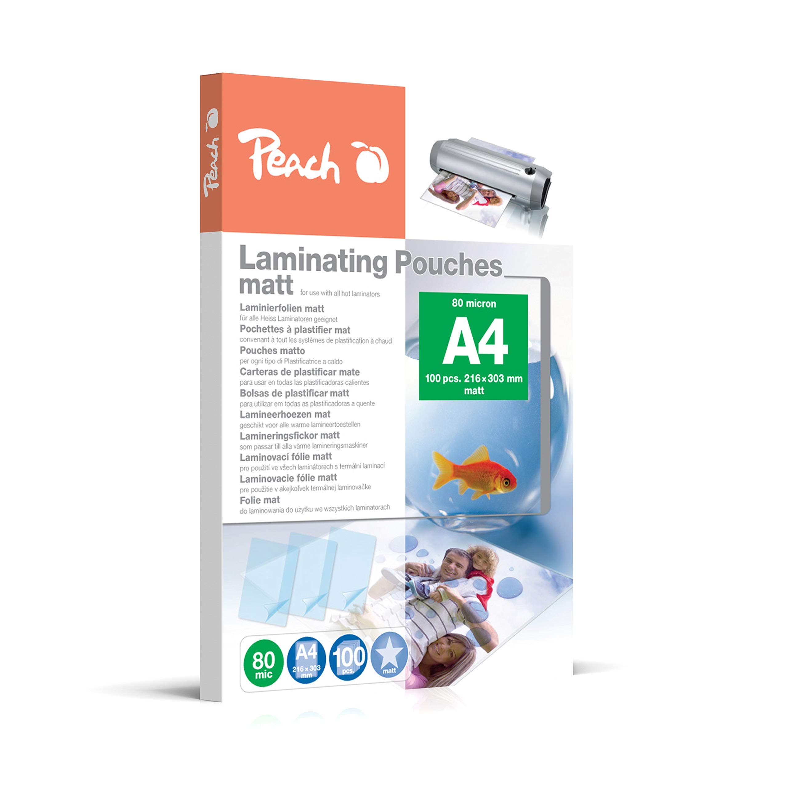 🍑 Peach Laminierfolien A4 - 80 mic - 100 Pouches - Matt - Premiumqualität!
