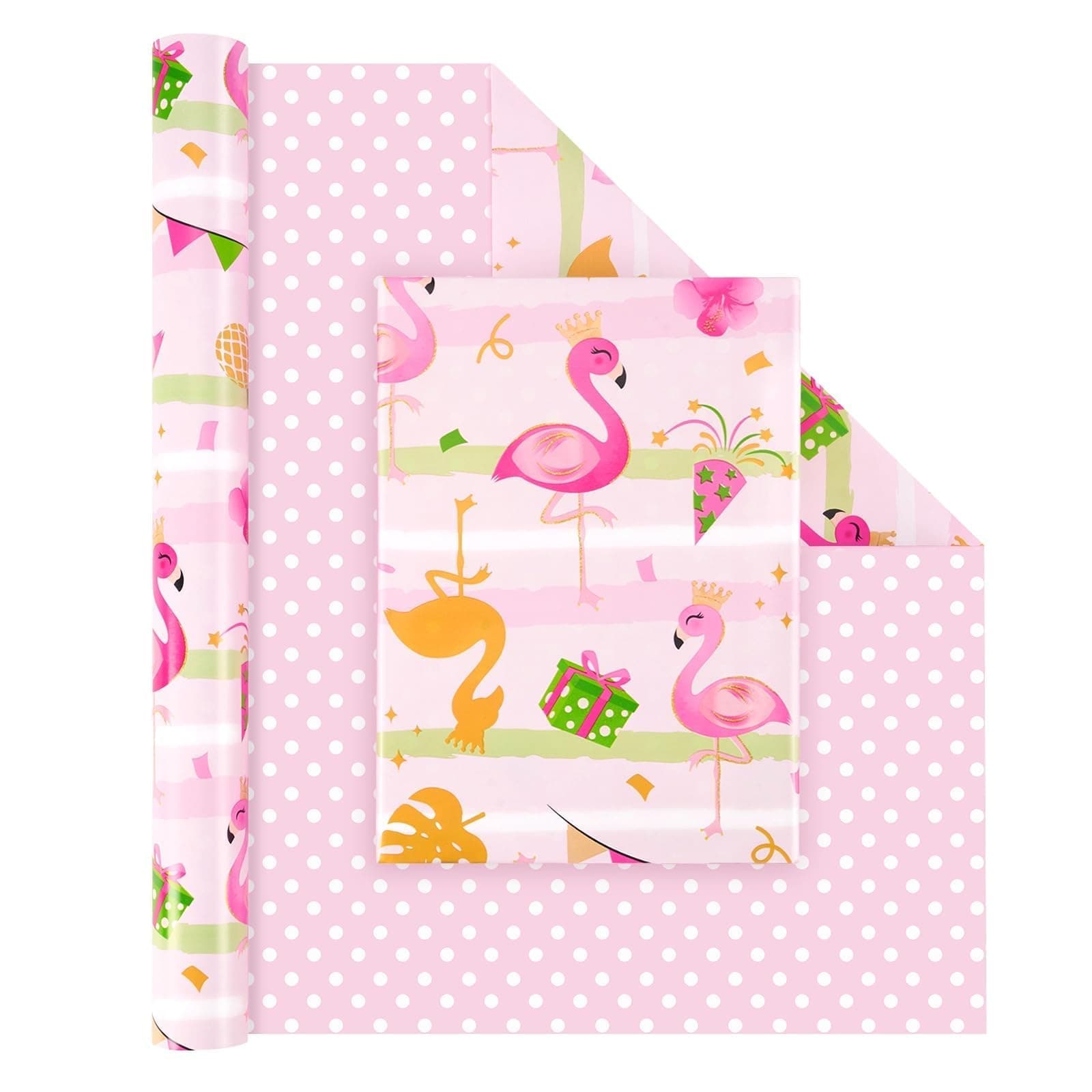 Doppelseitige Flamingo Geschenkpapierrolle - Sommeratmosphäre 🌴🎁