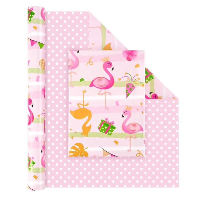 Doppelseitige Flamingo Geschenkpapierrolle - Sommeratmosphäre 🌴🎁