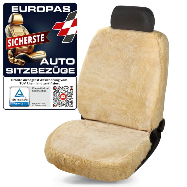Walser Autositzbezug Lammfell - Lammfellbezug Autoschonbezug beige Basic 🚗