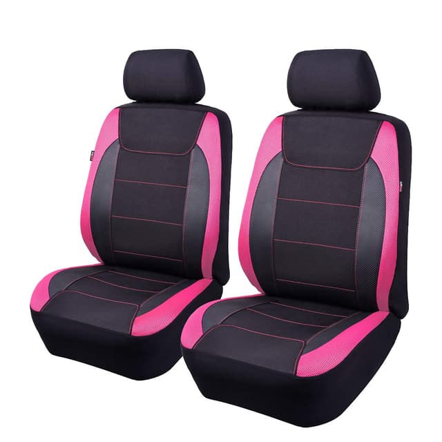 🚗🛋️🌟 Flying Banner Gabardine Autositzbezüge aus Netzstoff | Schwarz und Rosa | 2 Fronts schwarz / pink
