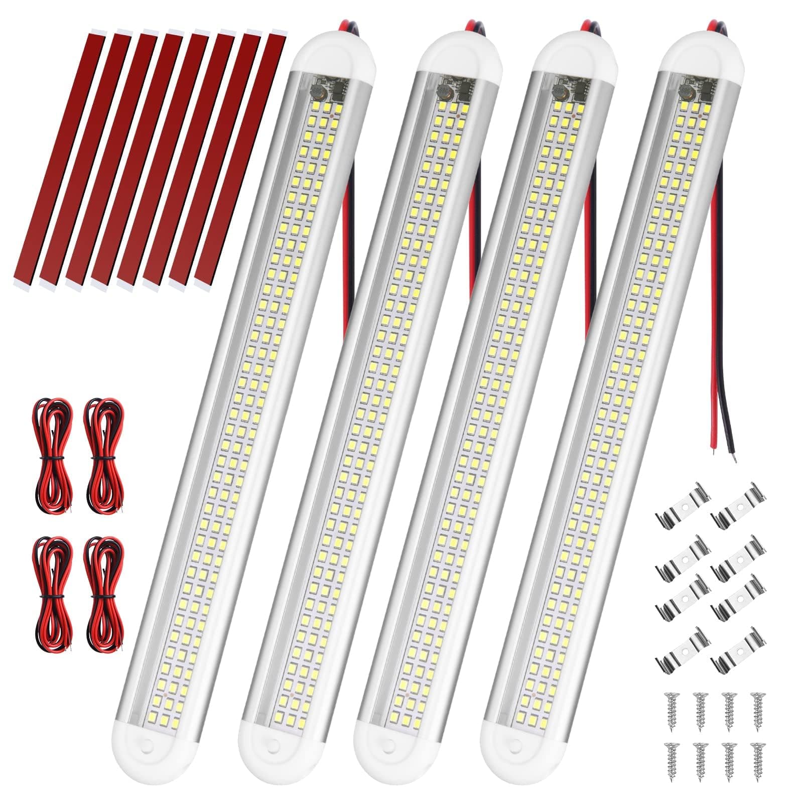URAQT 120 LED Innenbeluchtung, 4 Stück 12V LED Leiste 1600LM 8W DC LED Innenlichtleiste