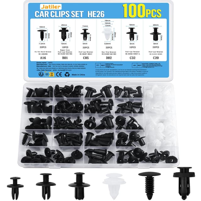 🔧 JatilEr 100 Stück Befestigungsclips Auto Clips Set 🚗