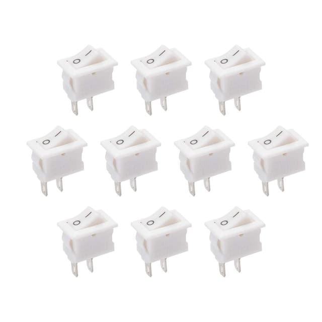 🔥 Deal des Tages! 10Stk. SPST Miniboot Wippschalter Kippschalter EIN/AUS Weiß 🚗⛵️🔌