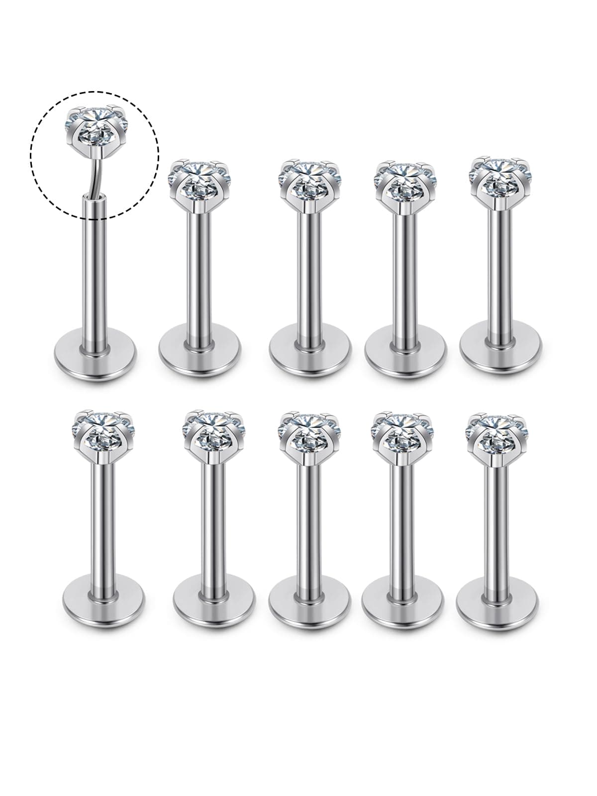 AllerPierce Kugel Ohrstecker 10 Stücke 16ga Edelstahl Nasenpiercing Stecker 😍