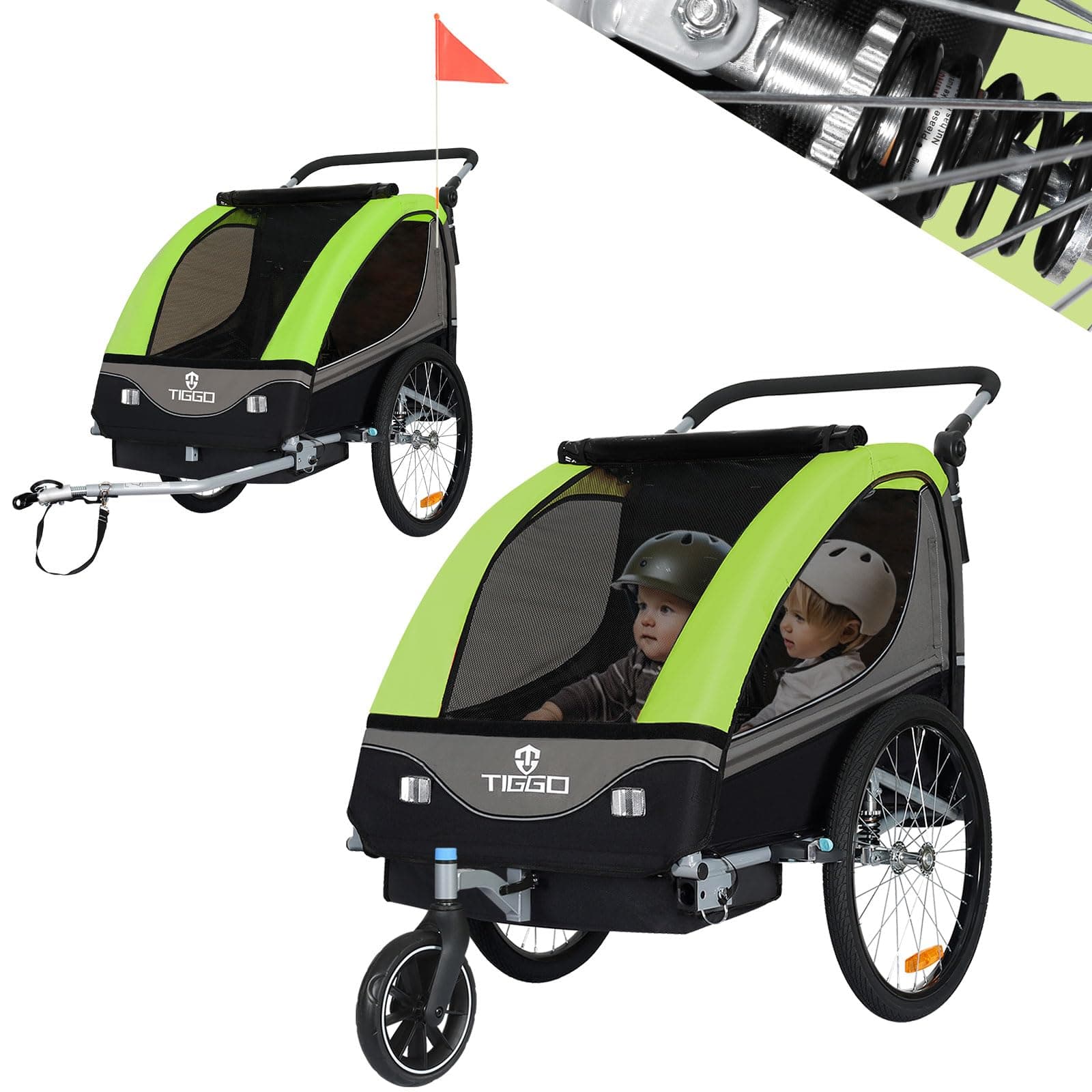 🌟 Super Deal! Tiggo S2 Kinderanhänger 2-in-1 Kinder Buggy 🚲💚