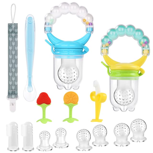 Vicloon Fruchtsauger Baby - Set mit Schnullerkette und Beißring Spielzeug 🍏🍌🍓🍇🥭
