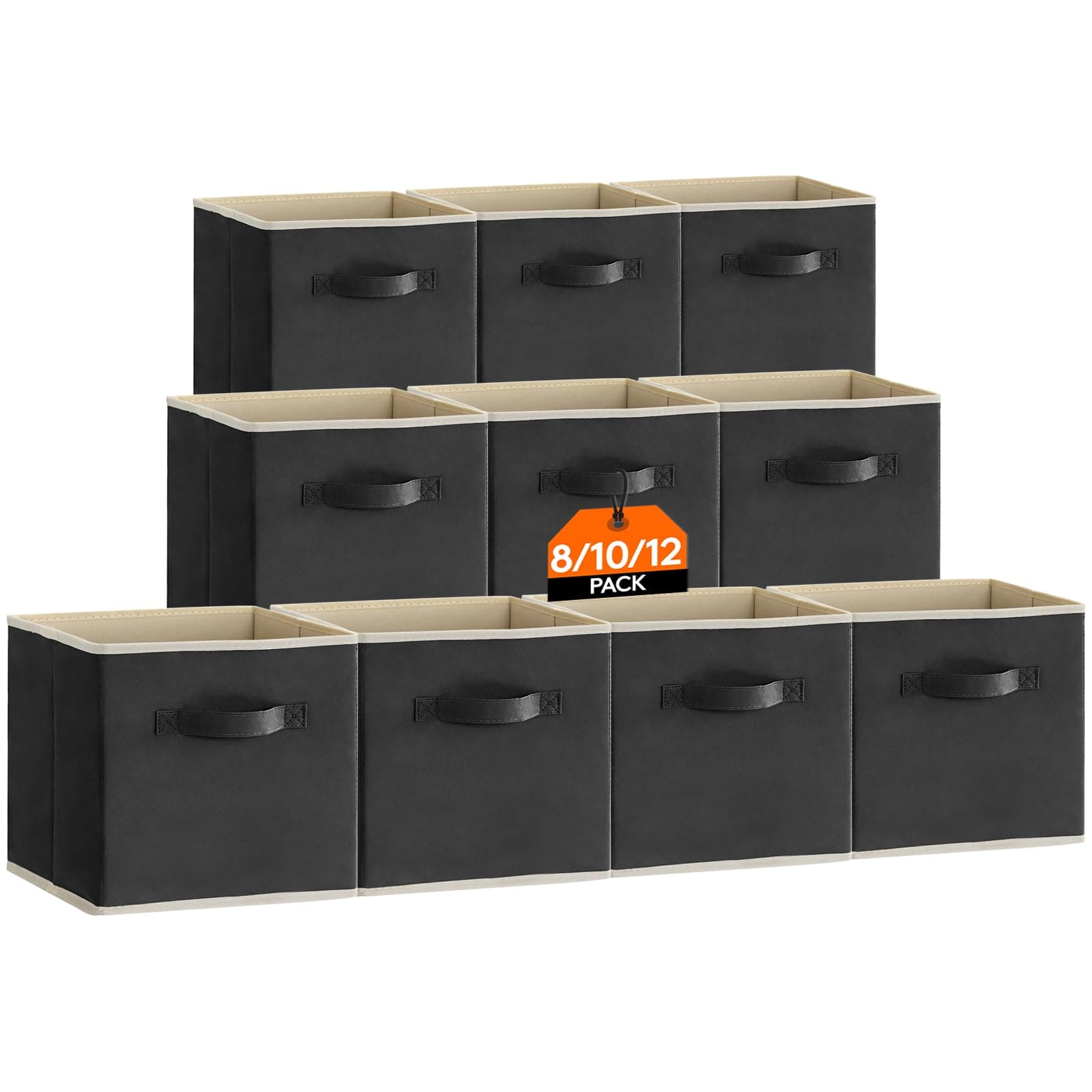 🔥 Angebot! Lifewit 10 Stück Aufbewahrungsbox Stoff, Faltbare Ordnungsboxen 33x33x33cm Schwarz