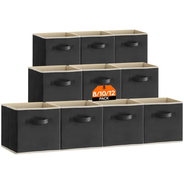 🔥 Angebot! Lifewit 10 Stück Aufbewahrungsbox Stoff, Faltbare Ordnungsboxen 33x33x33cm Schwarz