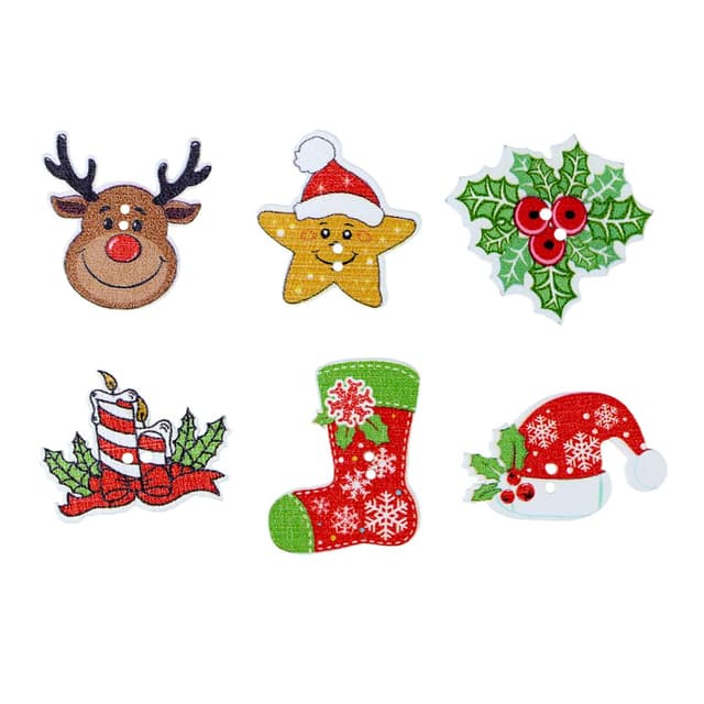 COHEALI 100st Weihnachtsknöpfe Nähen 🎄🧵 Weihnachtsknopf Aus Holz 🎅 Handgemachtes Weihnachtsprojekt