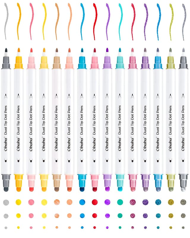 🌈 Metallic-Punktschreiber mit Doppelspitze: Ohuhu 15 Farben Metallic-Stifte 🖊️
