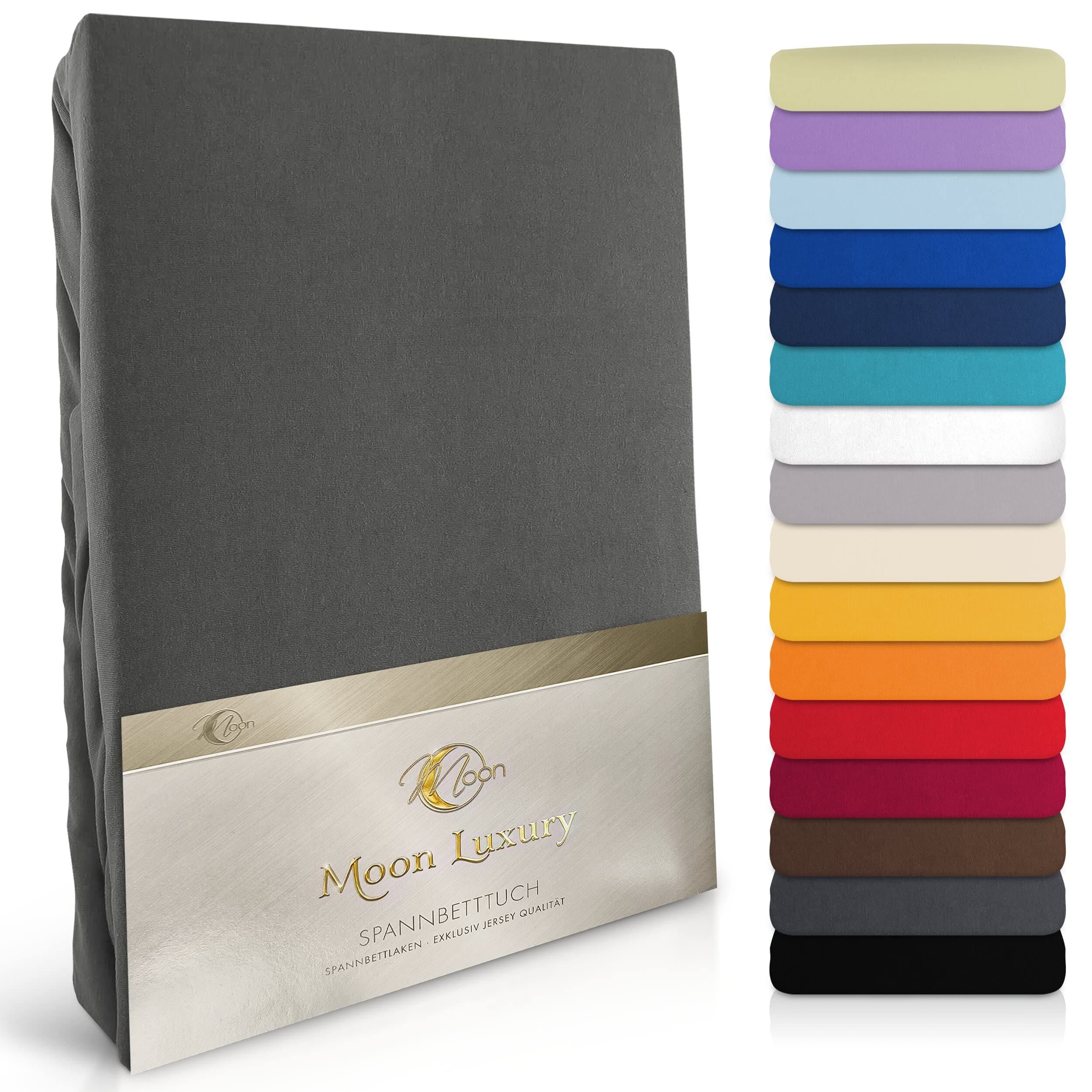 🌙 MOON-Luxus Spannbettlaken Spannbetttuch Jersey Stretch 230g/m² für Wasserbetten, Boxspringbetten und Matratzen 🌟