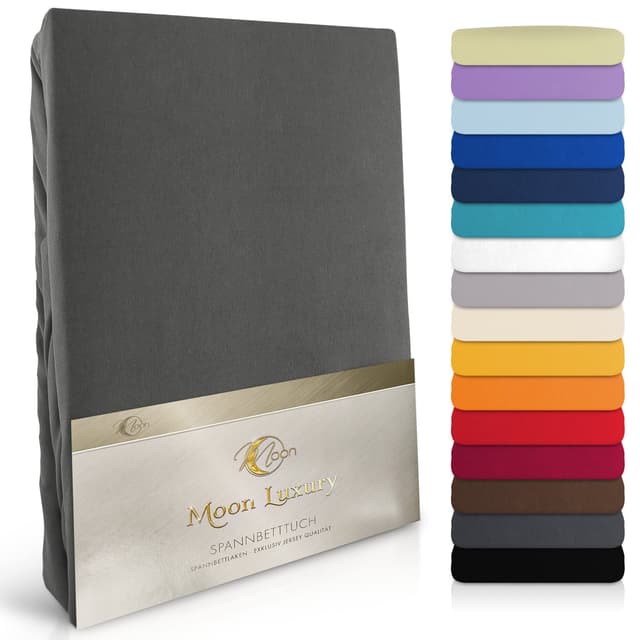 🌙 MOON-Luxus Spannbettlaken Spannbetttuch Jersey Stretch 230g/m² für Wasserbetten, Boxspringbetten und Matratzen 🌟